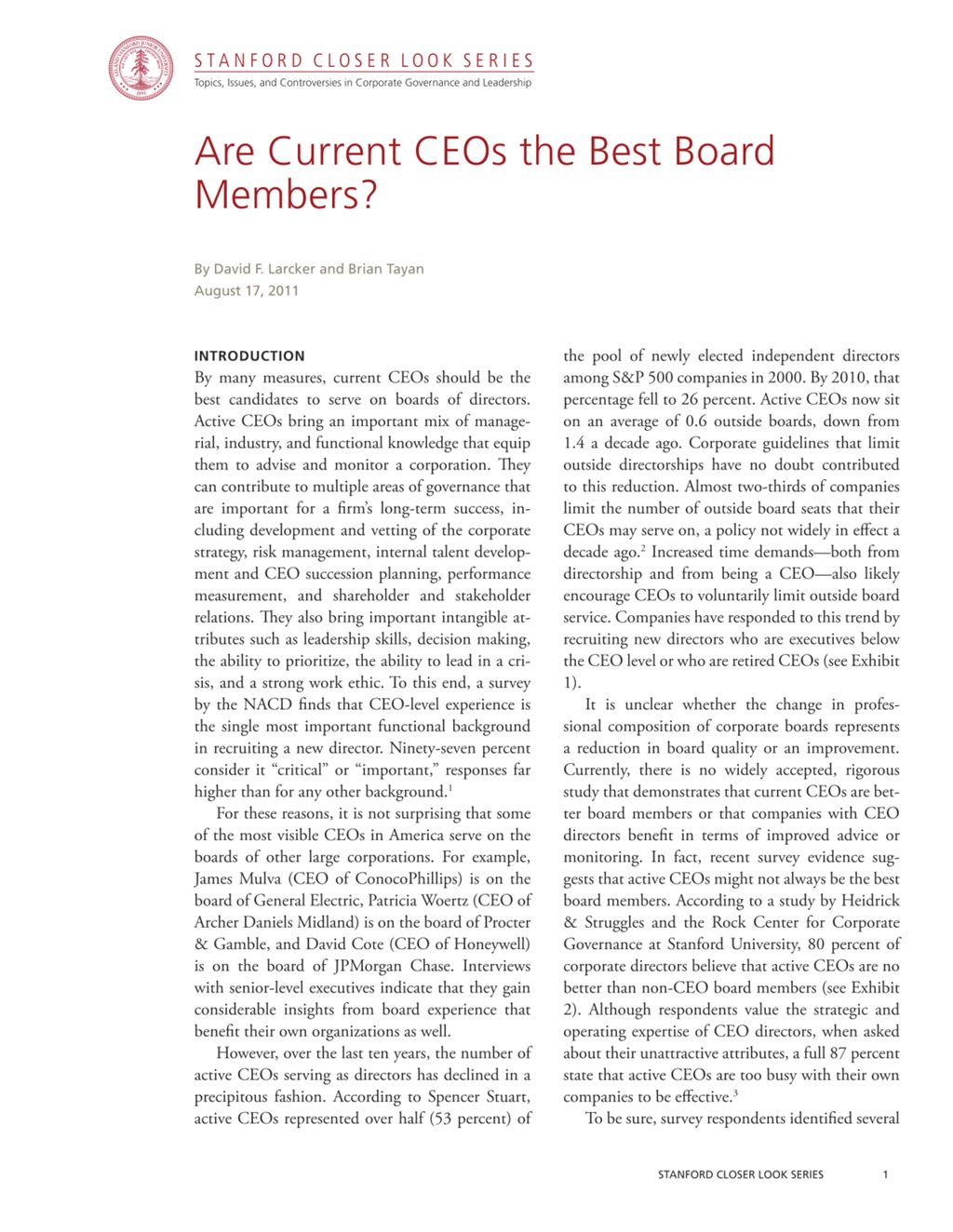 Miniature of Are Current CEOs The Best Board Members?