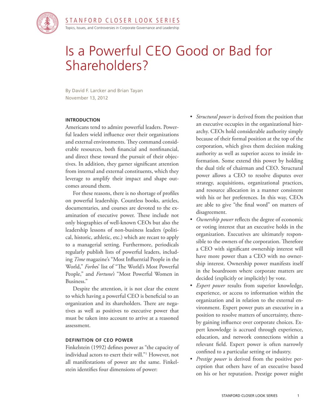 Miniature of Is a Powerful CEO Good or Bad for Shareholders?