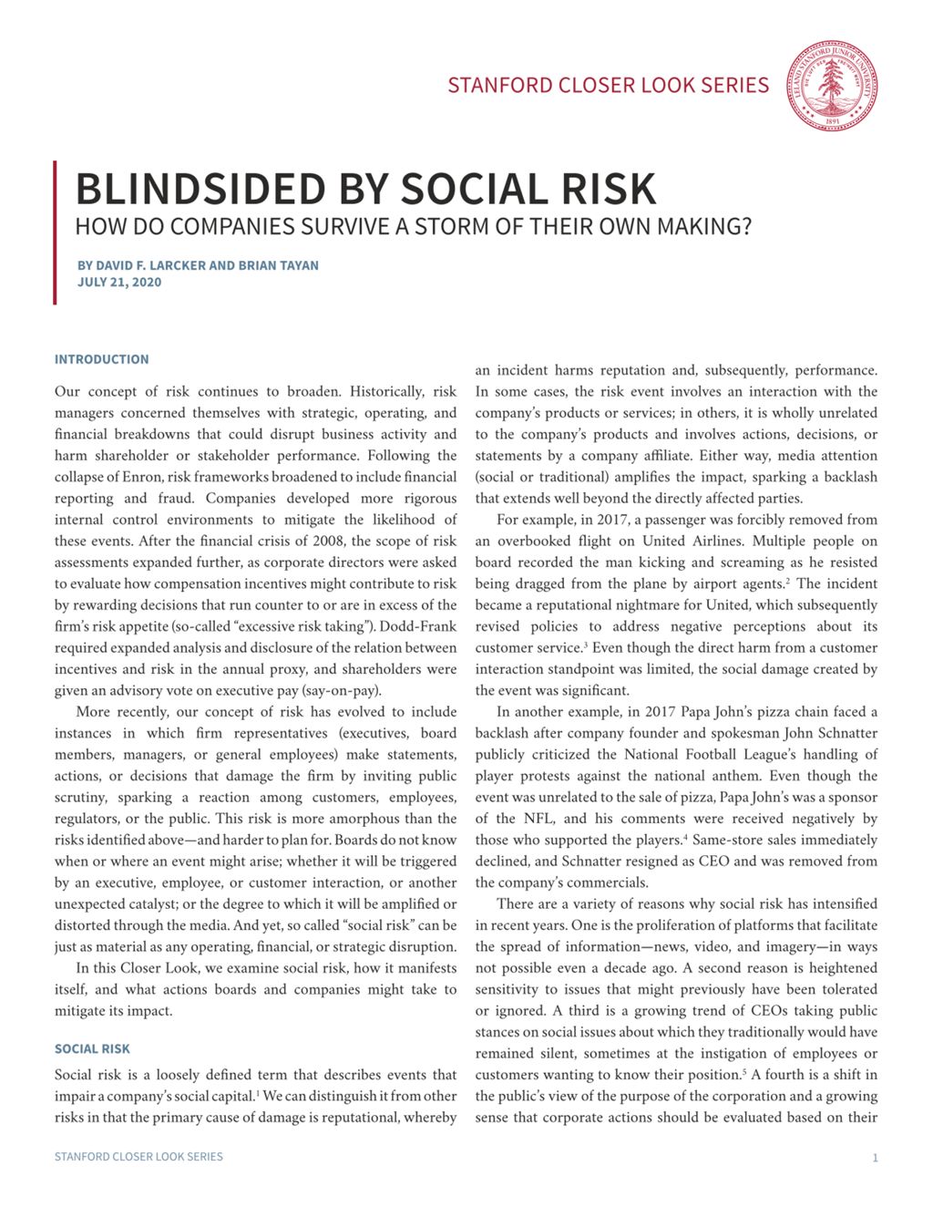 Miniature of Blindsided by Social Risk: How Do Companies Survive a Storm of Their Own Making?