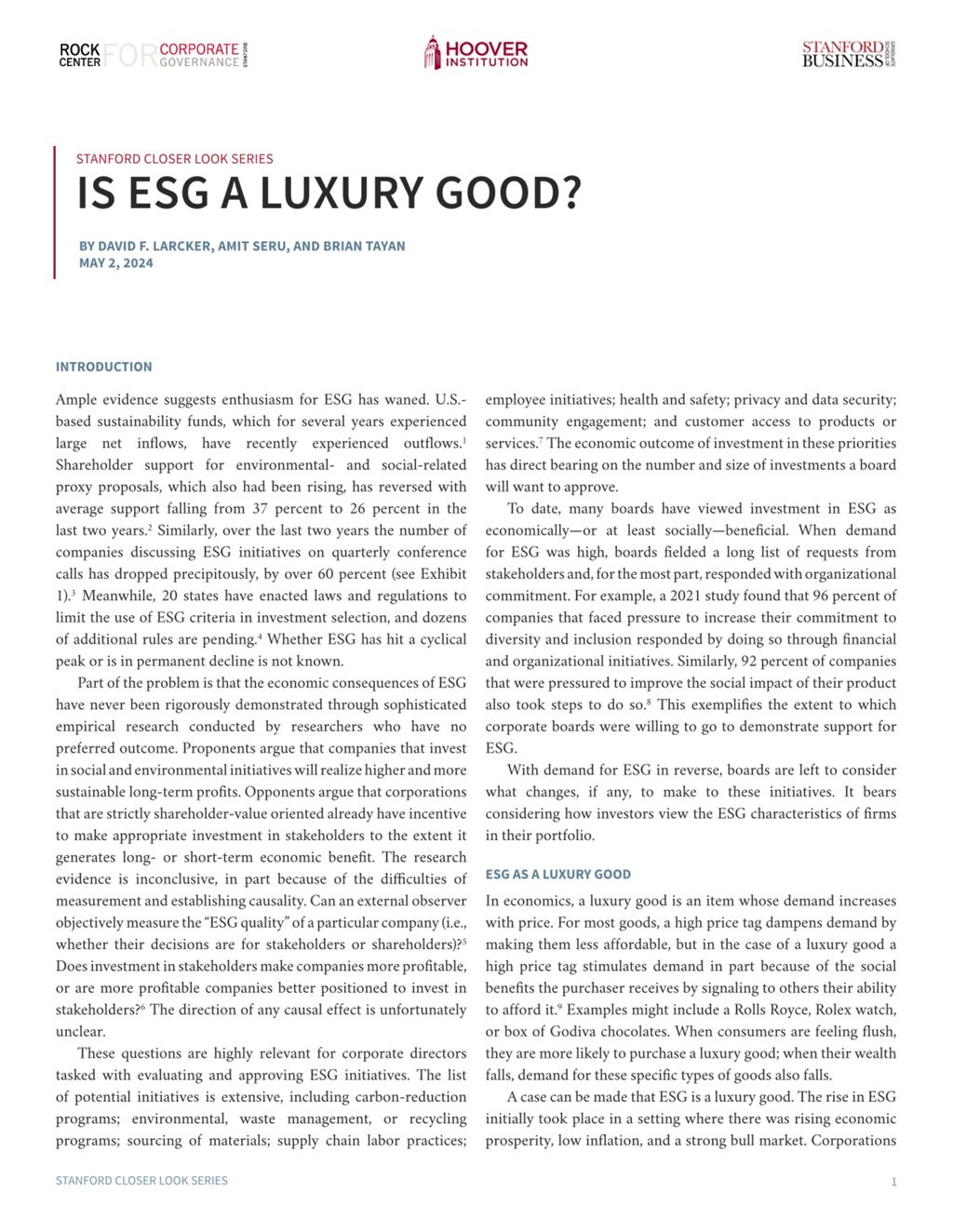 Miniature of Is ESG a Luxury Good?