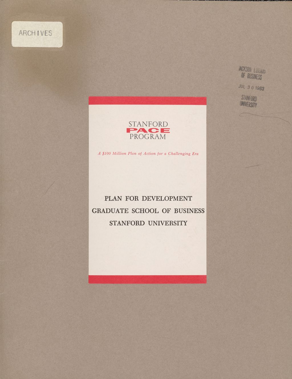 Miniature of Plan for Development Graduate School of Business Stanford University