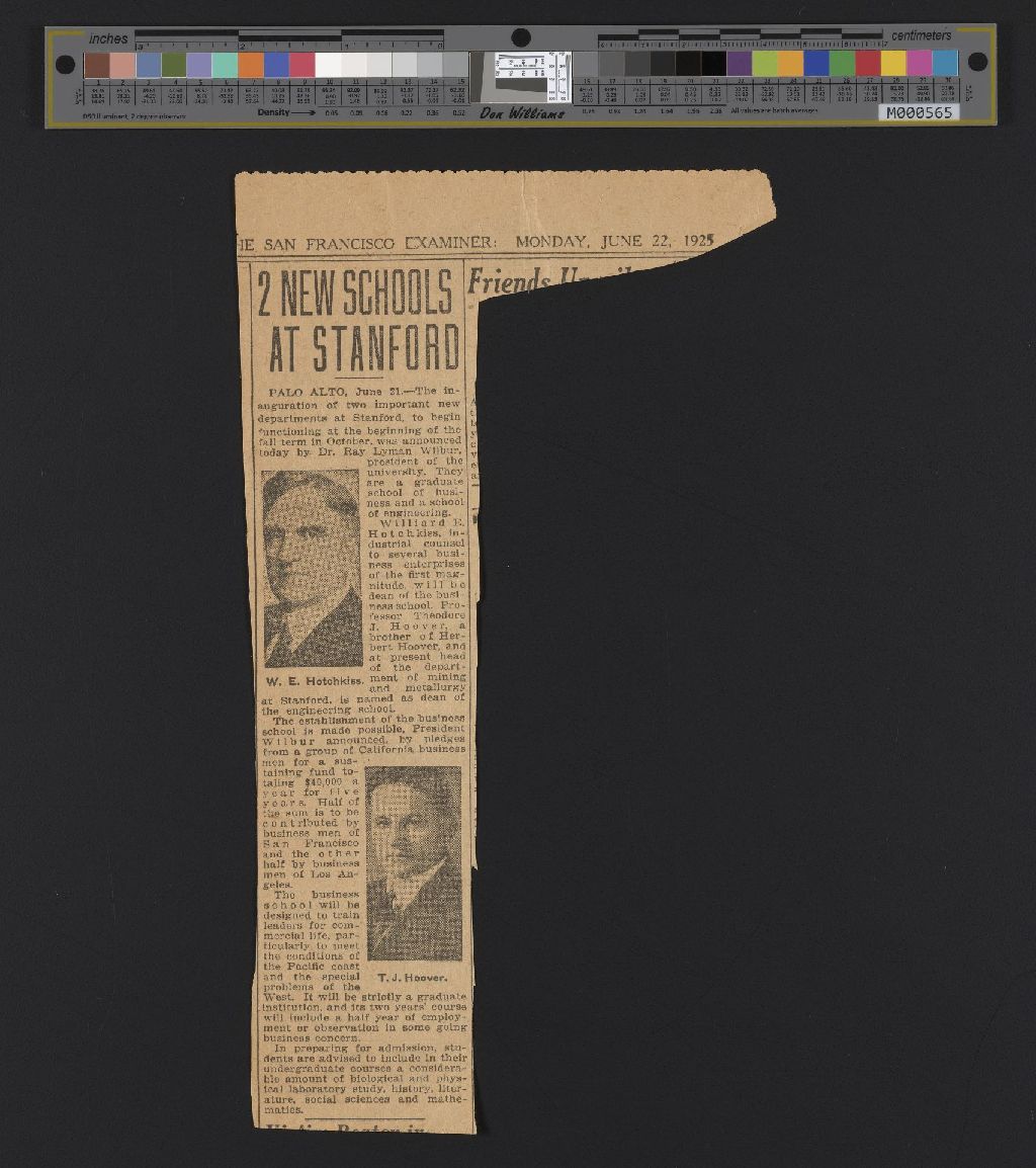 Miniature of "2 New Schools at Stanford", San Francisco Examiner Article, June 22, 1925